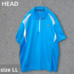 HEAD メンズ 半袖 ハーフジップポロシャツ ブルー LLサイズのサムネイル