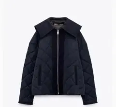 ZARA コントラスト入りキルティングボンバージャケット　swag org.jpg