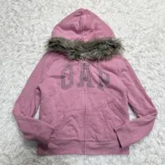 希少 GAP ギャップ ジップアップパーカー 裏ボア ファー ピンク 白