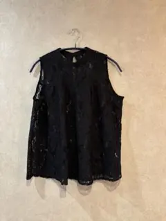 レディース ノースリーブ レース ブラウス ブラック　M