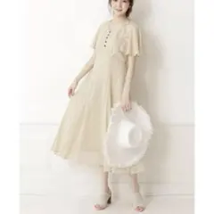 リランドチュール　フラワーシフォンワンピース　イエロー　Mサイズ　美品