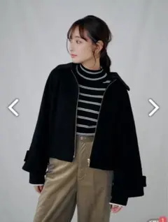 【美品】COHINA 2wayカラーフロントジップコート ブラック