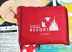 ディズニー ショッピングバッグ エコバッグ 赤 パークフード柄