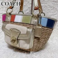COACH オールドコーチ カゴバッグ ホーボー フラワー ピンク