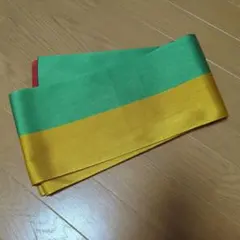 二色ストライプ 半幅帯　リユース品