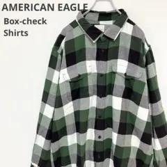 【AMERICAN EAGLE】チェックネルシャツ ボックスチェック 緑 XL