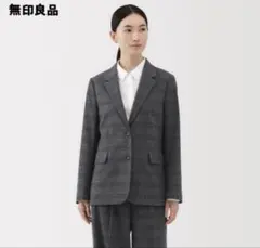 無印良品　起毛テーラードジャケット　チャコールグレー　柄