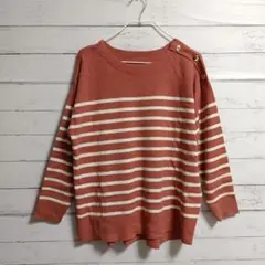 ベルーナ レディース ニット ピンク ストライプ 長袖