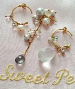 むしぱん様専用　SweetPea ④ パール 天然石 フープピアス