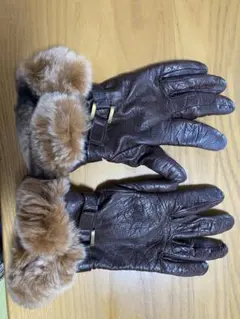 アントネラフェランテ／ ブラウンレザー手袋 ファー付き