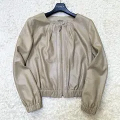 ANAYI ライダースジャケット ラムレザー ノーカラー シングル 36