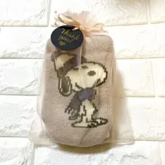 ★SNOOPY ルームソックス ニット帽子 ブラウン スヌーピー 巾着&タグつき