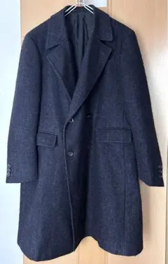ダブルロングコート　カノニコ生地 アルパカ モヘア 紺　TEIJIN 54L