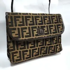 FENDI フェンディ ズッカ ジャガード ショルダーバッグ レザー ストラップのサムネイル