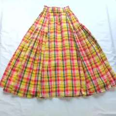 23SS TSURUByMARIKOOIKAWA フレアスカート 綿麻 チェックのサムネイル