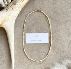 SALE‼️14kgf*華奢淡水パール×チェーンの2連ネックレス*