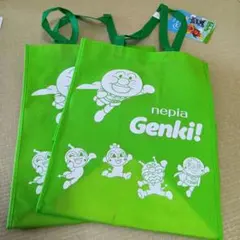 nepia Genki! アンパンマン　グリーン　エコバッグ 手提げ袋 2枚