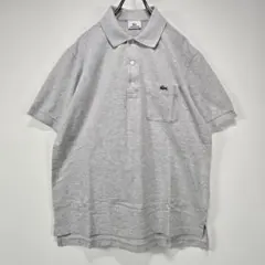 LACOSTE　半袖ポロシャツ　4　ポケット　ロゴ　ライトグレー　リユース　古着