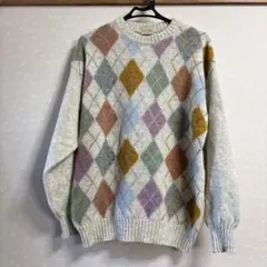 90s TRUSSARDI MAGLIE アーガイル柄 ニット イタリア製のサムネイル