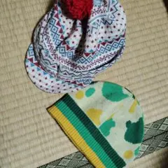 ニット帽2点セット 幾何学模様・カモフラージュ