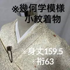 アイボリー 幾何学模様 小紋 正絹 広衿 袷 YK-829