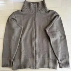 【期間限定】90年代風　ベージュ ハイネック フルジップ ニット M