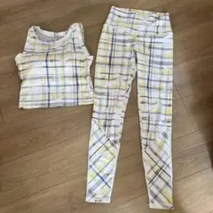 チェック柄 ヨガウェア セット