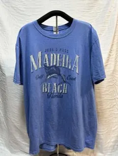 【雰囲気抜群】GILDAN 魚 カジキ プリント Tシャツ ブルー XL