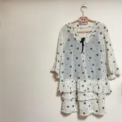 フリル花柄シフォン半袖トップスのサムネイル