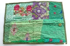 レア★　後染め　細かい刺繍　エンブロイダリー　カンバディア　マット　グリーン