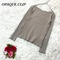 オペークドットクリップ ニット S グレー系 リブ編み 長袖 無地 ボートネック