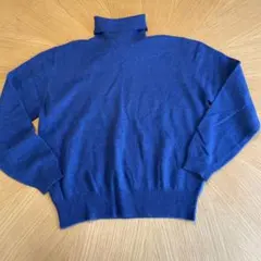 美品 BENETTON ベネトン タートルネック ニット ウール 青色　セーター