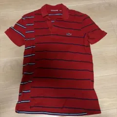 LACOSTE ボーダー ポロシャツ レッド FR2 XS