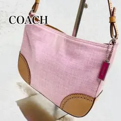 【可愛い】COACH コーチ ハンドバッグ 2WAY キャンバス ピンク レザー