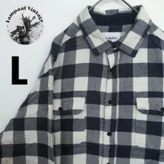 US古着 フランネルシャツ Goodiellow ネイビー ホワイト L