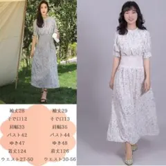 ワンピース 立ち襟 ゴムウエスト プリントワンピース ロング