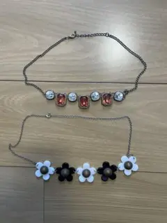 【一点物】ネックレスセット（クリスタル・フラワー）