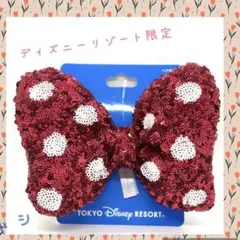 ミニー　赤スパンコールリボン ヘアゴム ディズニーリゾート限定
