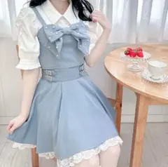 ROJITA パールリボン付き ビスチェセットアップ スカート 水色