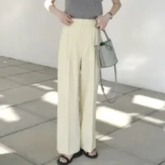 スラックス パンツ イージー2タックパンツ レディース　アイボリー