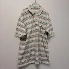 Crocodileクロコダイル　ストライプ 半袖ポロシャツ 綿100