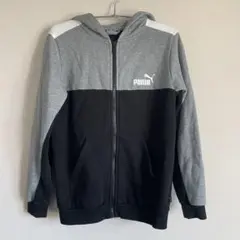 PUMA プーマ ジップアップパーカー グレー×ブラック 160cmプーマ