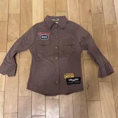 Boomy 刺繍パッチ付き　ブラウン　七分丈　シャツ　新品・タグ付き