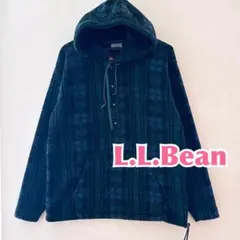 【L.L.Bean】90sチェックフリースフード付プルオーバー レディース古着風