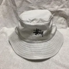STUSSY コットン バケットハット ホワイト S/M