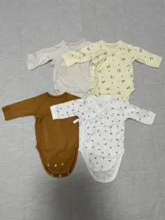 【4枚セット】ユニクロ 肌着 ロンパース60センチ（前開き）