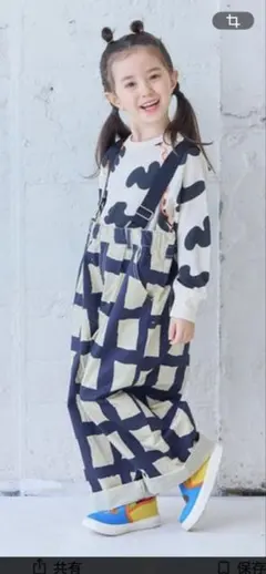 マーキーズ　ツイル総柄　サロペット　オールインワン　ブラック　ワイドパンツ