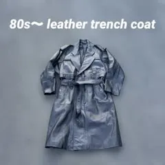 ロング丈 80s 〜 ブラック ダブルレザートレンチコート AWYH 天然皮革