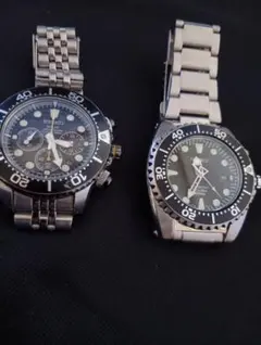 SEIKO ソーラー クロノグラフ キネティック スキューバ 2本セット
