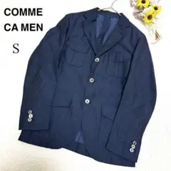 【COMME CA MEN】メンズ テーラードジャケット ネイビー系 毛麻混 Sのサムネイル